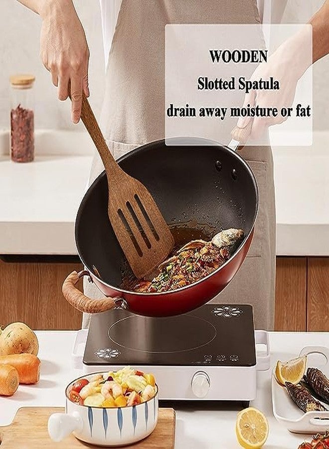 Haristar Natural Wooden Spoon Set for Cooking Includes Frying Serving Spatula Chapati Dessert Rice Spoons Wooden for Nonstick Cookware Kitchen Utensils and Cooking Spoon Set of 7-35.56 Cm - Image 4